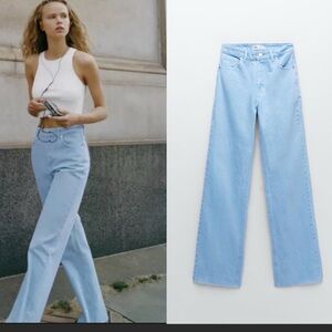 zara sky blue wide leg full length 6045/011/403